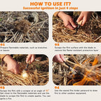 Fire Starter (2 Packs), All-Weather Magnesium Ferro Rod for Camping and Hiking, Emergency Survival Kits with Waxed Fire Tinder Paracord (28inch)&Beech/Pine Handle&&6-in-1 Multi-Tool