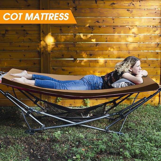 CYMULA Camping Cot Mattress 2in Memory Foam Sleeping Pad,Soft Warm Non-Slip Camping Mattress Topper with Retaining for Adults,Portable Roll up Pad for Travel(75 x30)（only Mattress）