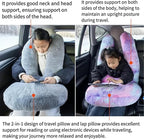 FHSGGP Travel Pillow Car Travel Sleep Support Pillow 2-in-1 Lap Pillow and Car Pillow with Neck and Body Support for Adults and Kids on Long Trips Kids Travel Pillow Gray