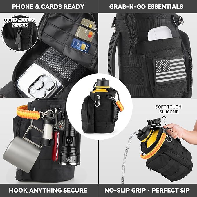 KXIAOCHEN Insulated Water Bottle, Stainless Steel Water Bottle, 2 Lids (Straw and Handle Lid),Wide Mouth Metal Water Bottles Keep Hot and Cold, Double Walled, Thermo Mug, Metal Canteen