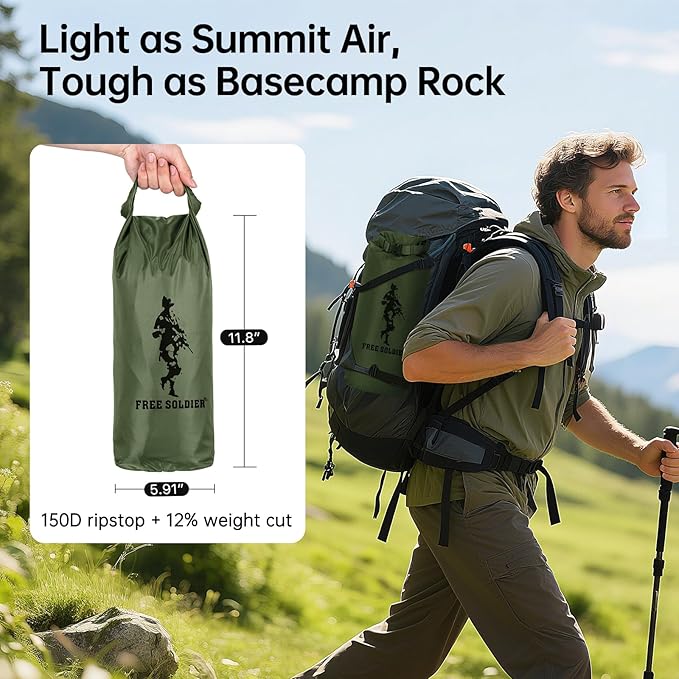 FREE SOLDIER Camping Tarp Waterproof Portable Multifunctional Outdoor Camping Traveling Awning Backpacking Shelter Rain Tarp (Dark Green 10×13ft)