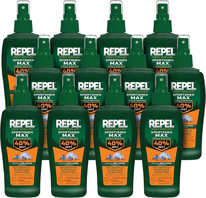Repel Insect Repellent Sportsmen Max Formula Spray Pump 40% DEET, 6-Ounce, 12-Pack ,Yellow, 72.0 Fl.Oz