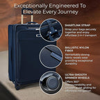 Briggs & Riley 31" Extra Large Expandable Spinner - Checked Luggage for Travel, Suitcases with Wheels, Softside Rolling Bag for Men & Women, Self-Repairing Zipper - Baseline Collection, Navy