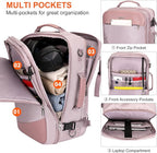 PIJUSHI Travel Backpack for Women Carry on Suitcase Backpack Flight Approved Personal Item Bag Fits 16 Inch Laptop(PE035 Light Purple)