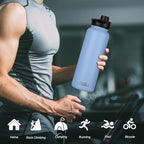 HASLE OUTFITTERS 40oz Stainless Steel Water Bottle, Vacuum Insulated Double Walled Leak Proof Sports Water Bottle with 2 Lids (Straw and Spout Lid) Thermo Mug Keep Cold and Hot(Blue,1)