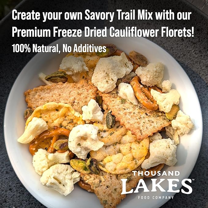 Thousand Lakes Freeze Dried Vegetables - Cauliflower Florets and Stems 2-pack 0.8 ounces (1.6 ounces total) | No Salt Added