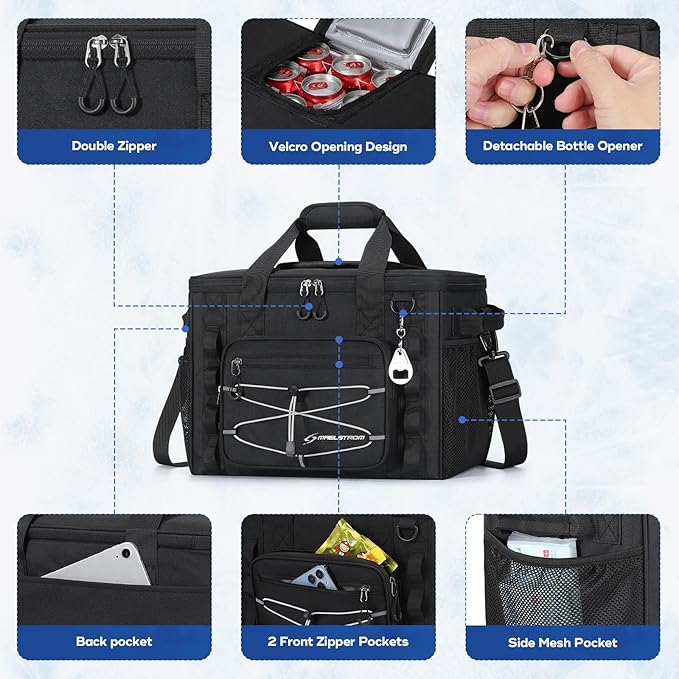 Maelstrom Soft Sided Cooler Bag, 30/40 Can Collapsible Insulated Ice Chest, Large Leakproof Camping & Travel Cooler for Kayaking & Beach