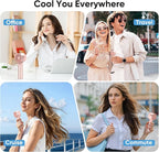 AMACOOL Portable Handheld Turbo Fan, 17Hrs Runtime, 4 Speeds Wind, Cool Metal Body, Rechargeable Battery Personal Fan, Mini Pocket Fans for Girl Woman Man Travel Makeup Camping Outdoor-Pink