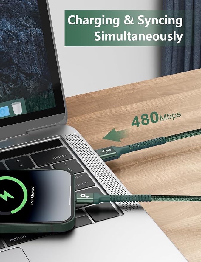 iPhone Charger Cable 2Pack 6FT, [Apple MFi Certified] Lightning Cable, iPhone Fast Charging Cord Extra Durable USB A to Lightning Cable Compatible with iPhone 14 13 12 11 Pro Max and More (Green)