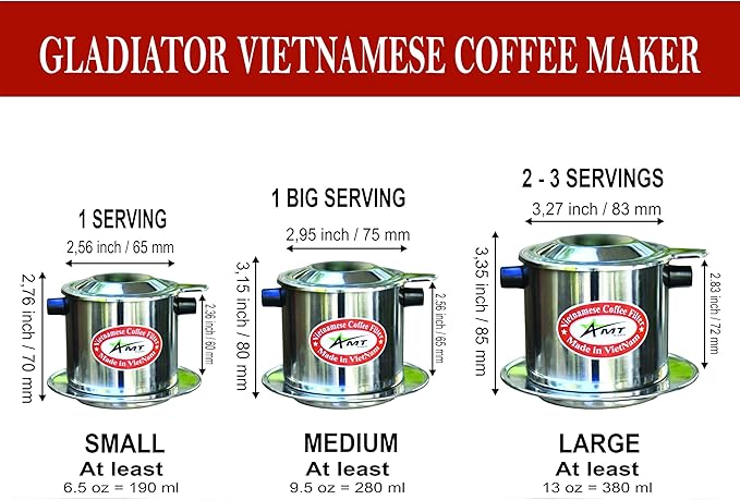 AMT 6.5 oz Coffee Maker, Phin Filter with Cork, Screw Down Coffee Dripper for Vietnamese Style Coffee at Home or Office