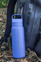 LifeStraw Go Series – Insulated Stainless Steel Water Filter Bottle for Travel and Everyday Use, Removes Bacteria, Parasites and Microplastics, Improves Taste, 24oz Thistle Purple