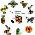 TOSY Magnet Fidget Spinner Glow - 16 Blocks, 3in1 Toy: Transformable Fidget Spinner, Infinity/Puzzle Cube, Easter Basket Stuffers Gift for Kids/Adults, Glowing STEM Sensory Stress Relief, 2-Pack