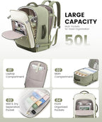 LOVEVOOK Large Travel Backpack for Women, TSA Carry on Backpack for Airplanes, 50L Personal Item Travel Bag for Women fits 17" Laptop,Waterproof Carry on Bag Airplane Approved with 3 Packing Cubes