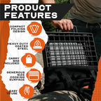 24" Heavy Duty Folding Campfire Grill, Compact Swivel Grill Design, Food-Safe Cooking Surface, Grate & Griddle for Campfire Cooking, Australian Owned