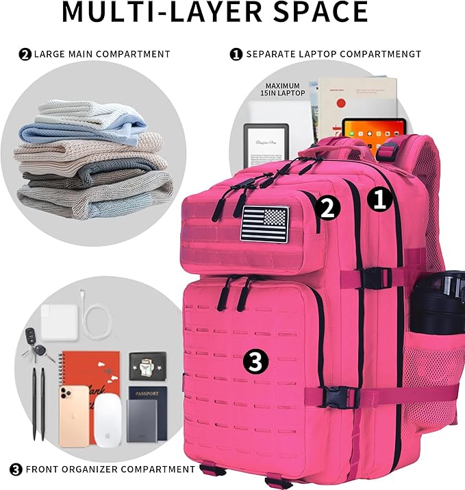 Military Tactical Backpack 45L/25L 3 Day Assault Pack Molle Daypack Hiking Backpack for Men and Women