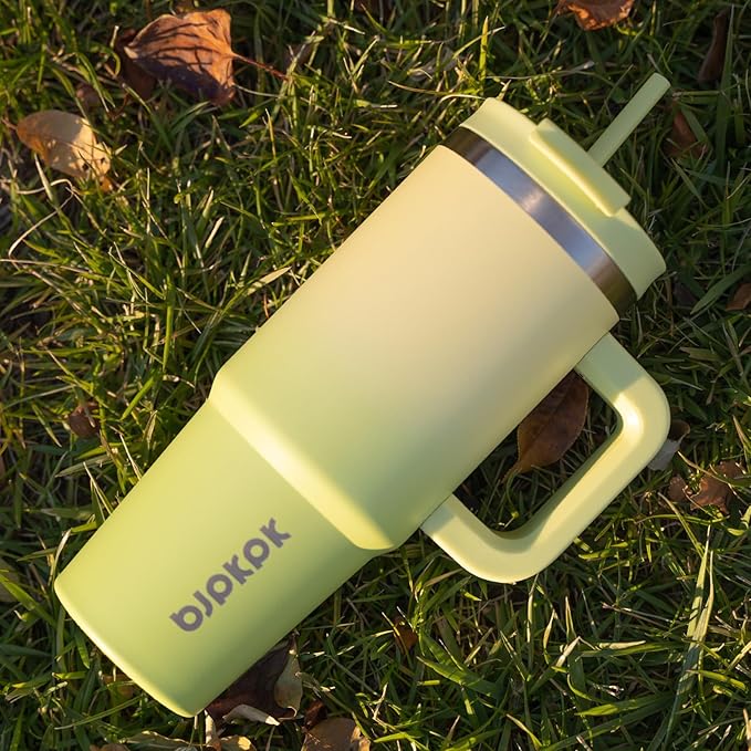 BJPKPK Tumbler With Handle And Straw 40oz Insulated Tumbler Cups With Lid Stainless Steel Travel Coffee Mug,Bubble Gum