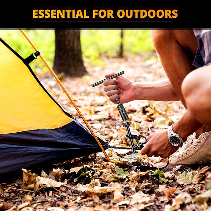 Hiboom Ground Anchor Screw Heavy Duty Earth Anchors Tent Stakes for High Wind with T Handle Hex Wrench Trampoline Hook Ground Stakes for Camping Canopies Car Ports Sheds