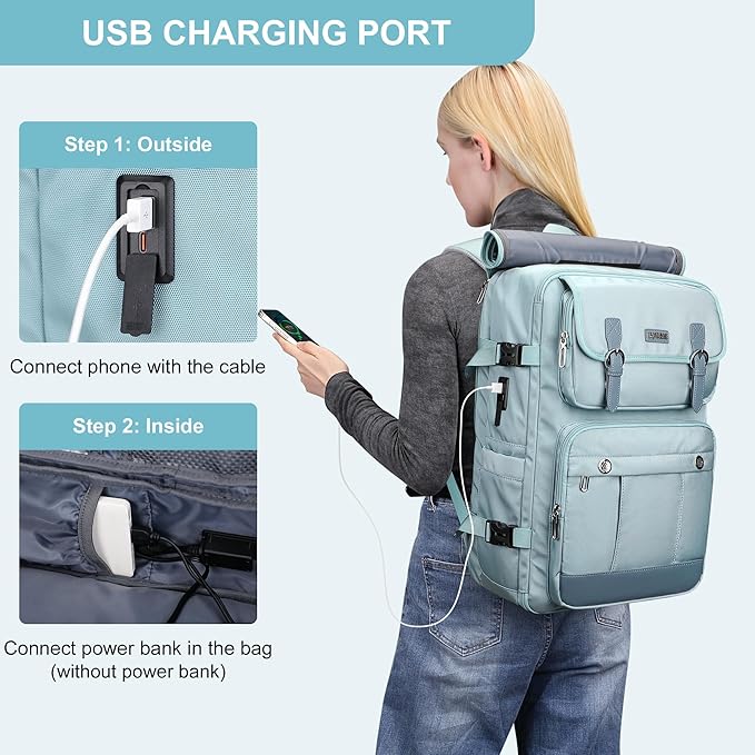 PIJUSHI Travel Backpack for Women Carry on Luggage Backpack Convertible Large Laptop Duffel Bag for Airplanes(PE049 Teal Blue)