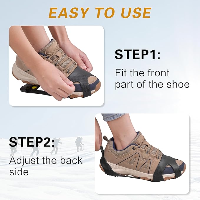 Ice Cleats Snow Traction Cleats for Shoes and Boots,10-Studs Anti-Slip Ice Grippers Rubber Crampons Cleats for Walking on Snow and Ice Slip-on Stretch Overshoe Footwear