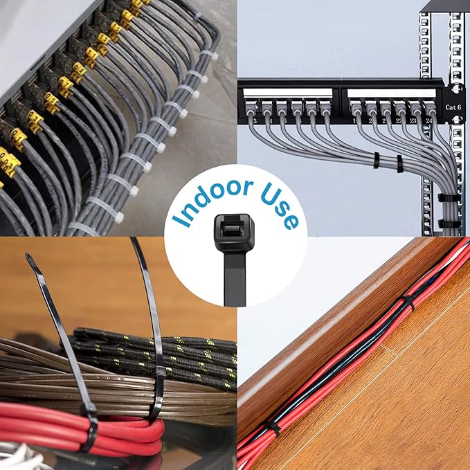 Zip Ties 4 inch, Small Zip Ties with 18 lb Tensile Strength, Black, 1000 Pack, by Tantti Supply