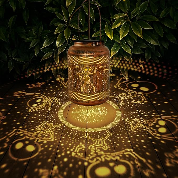 Halloween Lantern Solar Outdoor, Birthday Gifts for Women, Solar Light Outdoor Waterproof LED Decorative Garden for Lawn, Landscape, Patio, Porch Hanging Lantern for Ladies, Mom, Grandma