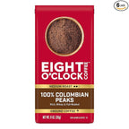 Eight O'Clock Coffee 100% Colombian Peaks Ground Coffee, Medium Roast, 11 Ounce (Pack of 6) - Rich, Winey & Full Bodied