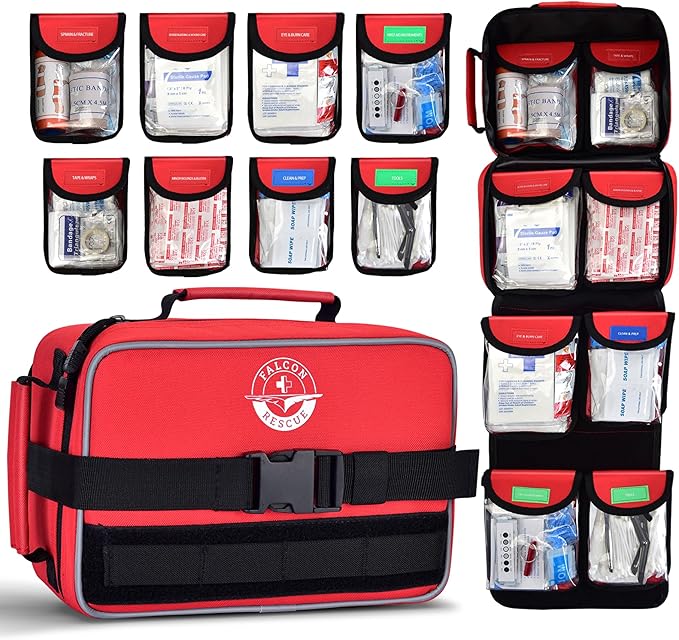 Premium 418-Piece First Aid Kits for Home, Car, Boat, Hiking & Outdoor Emergencies, Tear-Resistant Survival Kits for Business, Vehicle & School, All-in-One Waterproof Emergency Urgent Care Kit