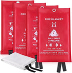 Fire Blanket for Kitchen Home Emergency - Fiberglass Blankets Fire Survival Suspension Flames Retardant Extinguisher Great for Stove Car Garage Office Camping Caravan BBQ Safety (4-Pack)