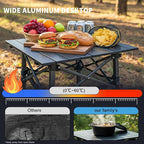 Folding Camping Table, Portable Lightweight Beach Tables for Sand Foldable, Aluminum Roll-up Folding Square Table for Outdoor Camping, Picnic, Card, Travel (Black with Storage Basket)