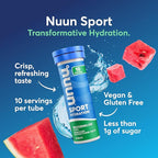 Nuun Sport Electrolyte Tablets with Magnesium, Calcium, Potassium, Chloride & Sodium, Gluten Free & Vegan, Watermelon, 8 Pack (80 Servings Total)