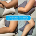 Sidney Sleep Set of 2 Mini Travel Size Neck Pillows - Knee Pillow - Back Lumbar Support - Curved Bed Pillow - 14 x 19 Inches - Adjustable Loft - Carry Backpack Included (Grey 2 Pack Mini)