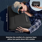 KingCamp Inflatable Pillow for Camping, Extra Large Camping Pillow, Portable Ergonomic Air Pillow with Removable Washable Memory Foam Cover for Camp, Hiking, Car, Beach, Travel