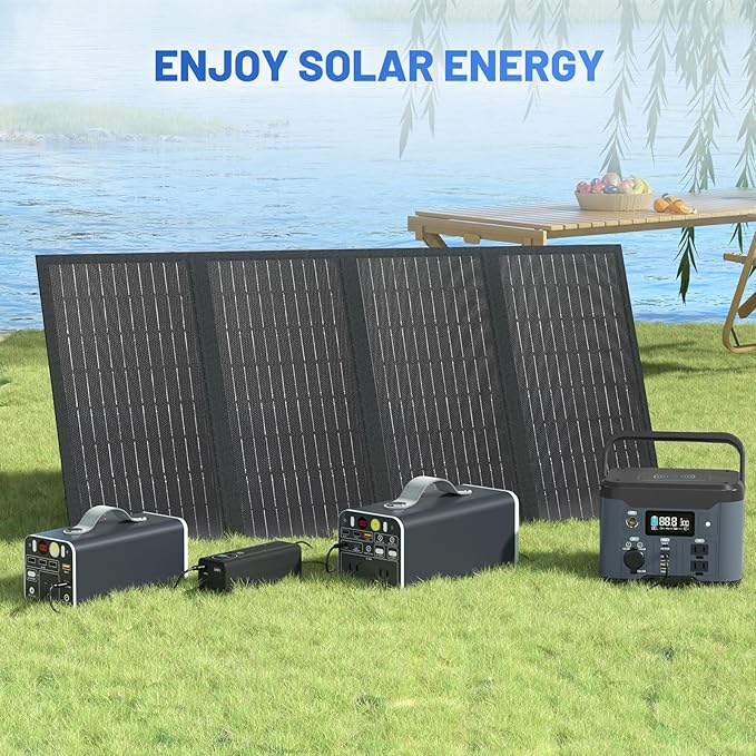 SS60 Portable 60W Solar Panel, Waterproof IP67 Foldable Solar Panel Charger with 18V DC, PD 45W USB-C and 5V USB-A Output for Solar Generator 12V Battery