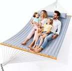 Double Hammock with Spreader Bar,Soft Pillow,Max Load 500lbs,Portable Hammock for Outdoor,Camping,and Backyard,Dark Gray