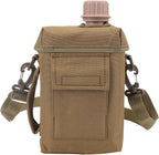 Outdoor - 2L Portable Water Canteen with Waist Bag, Multi Fuctional PVC Flat Camping for Surplus or Bushcraft Gear (Khaki)