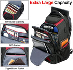 KROSER Travel Laptop Backpack 18.4 Inch XXXL Gaming Backpack with Hard Shell Saferoom RFID Pockets Water-Repellent Business College Daypack Stylish Laptop Bag for Men/Women-Black Red