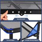 REDCAMP 36x24 Folding Grill Table for Outside with 2 Side Tables, Lightweight Portable Metal Aluminum Outdoor Grill Table with Adjustable Height Legs, Great for Camping Picnic Cooking BBQ, Black 3ft