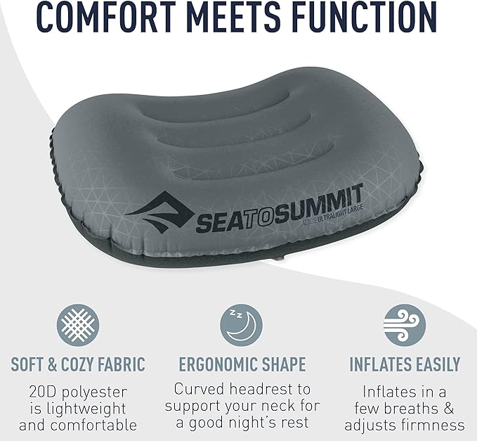 Sea to Summit Aeros Ultralight Inflatable Camping and Travel Pillow, Deluxe (22 x 14), Sea Foam