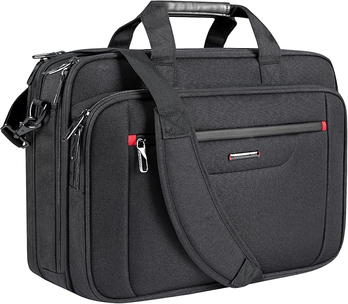 VANKEAN Laptop Briefcase Premium Laptop Case Fits Up to 17.3 Inch Business Shoulder Bag Laptop Expandable Water-Repellent Messenger Bag for Men/ Women Computer Bag for Travel/ Business/ Black