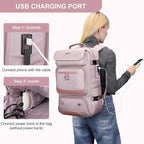 PIJUSHI Carry on Travel Backpack for Women Convertible Duffel Bag Backpack Large Luggage Rucksack Fit 16 Inch Laptop(PE039 Light Purple)
