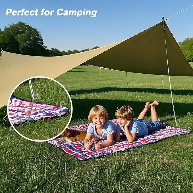 AAGUT 8 Pack Metal Camping Tent Stakes 9 Inch Yard Stakes for Inflatables Heavy Duty Tent Pegs Steel Hooked Ground Stakes for Outdoor Christmas Decorations, Garden Edging Tarp Stakes for Ground