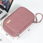 NISHEL Travel Cord Organizer Case, Double Layers Tech Electronic Case, Travel Essentials for Charger, Cable, Phone, Flash drive, Medium, Rose-wood Pink