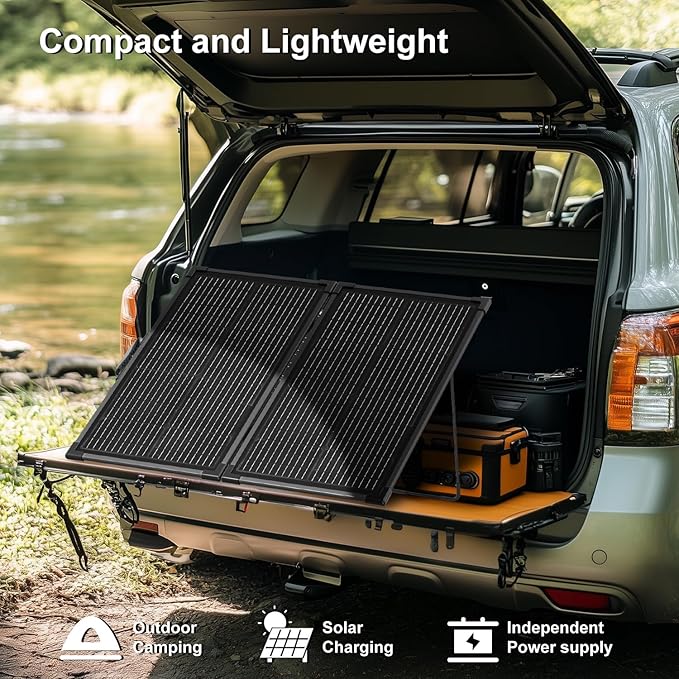 100W Portable Solar Panel Kit for RV,Camping,Off-Grid–23.5% Efficiency,Lightweight Foldable,10A Controller,IP68 Waterproof,Outdoor Battery Backup