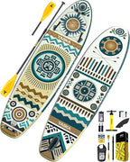 YASKA Inflatable Stand Up Paddle Board - 11ft Extra Wide Paddleboard with Premium SUP Board Accessories,Camera Mount,Non-Slip EVA Deck,5 Handles,Youth/Adult