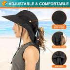 SUN CUBE Wide Brim Sun Hat with Neck Flap, UPF50+ Hiking Safari Fishing Hat for Men Women, Sun Protection Beach Hat