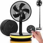 VENTY Portable Fan - Wireless Battery Operated Fan - 4 Speeds - LED Lighting - Carry Case & Remote Control - Cruise Travel - Outdoor Travel RV Power Bank With USB-C Port (Black with Case)