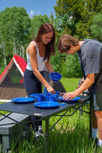 Heavy-Duty Roll-Top Table for Camping - Portable Aluminum-Top Folding Table with Steel Frame by Caddis Sports (Medium)