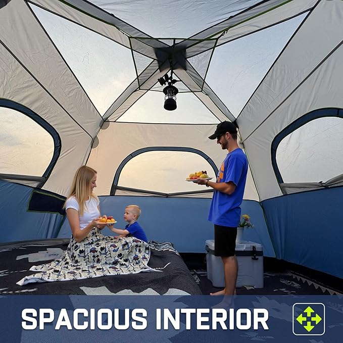 4/6/8 Person Instant Tent, Waterproof Pop Up Tents for Camping with Rainfly, 60 Seconds Easy Setup, Automatic Cabin Tent for Family Camping with Expandable Carry Bag & Upgraded Ventilation