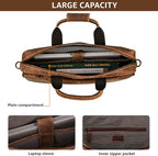 LEATHER VILLAGE 18" Leather Laptop Messenger Briefcase Bag for Men-Leather Satchel for Travel and Office Shoulder Bag- Sun Tan Brown