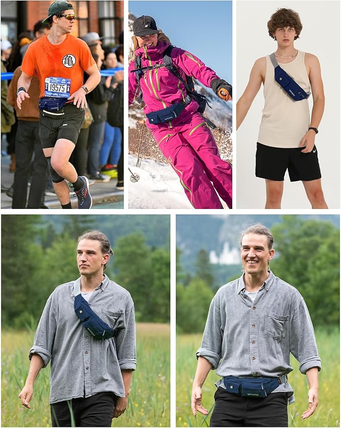 Waterfly Fanny Pack Slim Soft Polyester Water Resistant Waist Bag Pack for Man Women Carrying iPhone 8 Samsung S6, Sapphire Blue